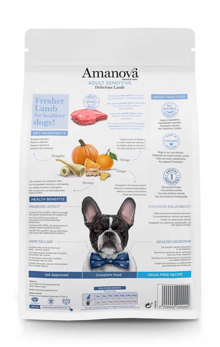 Amanova Adult Sensitive Delicious Lamb Grain Free Xira Trofi xoris Sitira ga Enilikous Skulous me Arni 10kg 